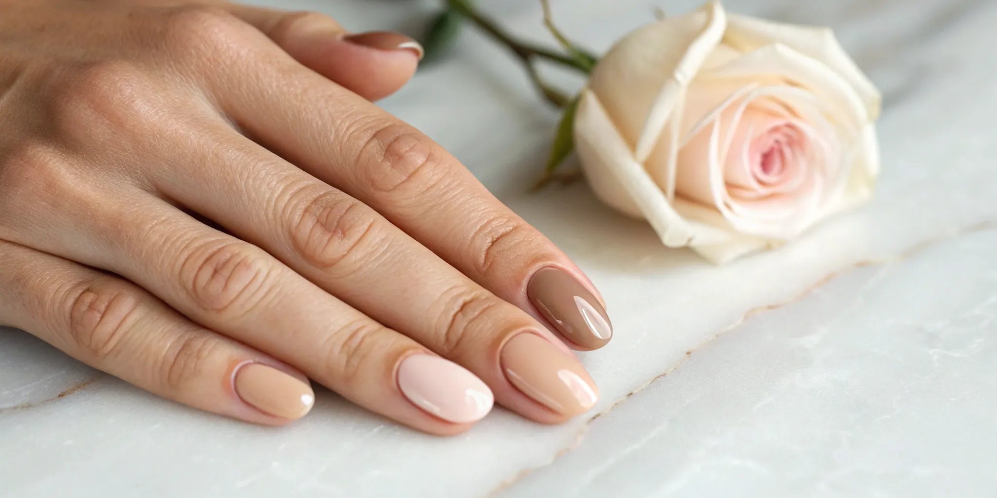 Non-toxic nail polish on nails.