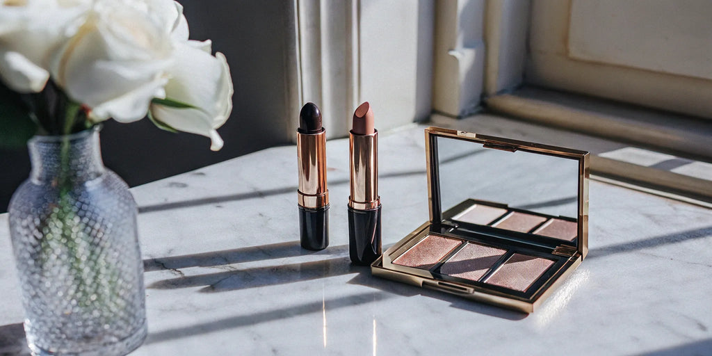 Best hostess gift makeup set with luxury lipstick and an eyeshadow palette.