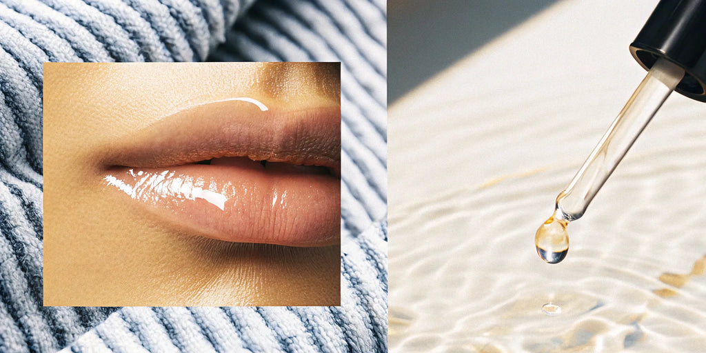 Applying one of the best non-sticky lip oils for a silky, glossy finish.