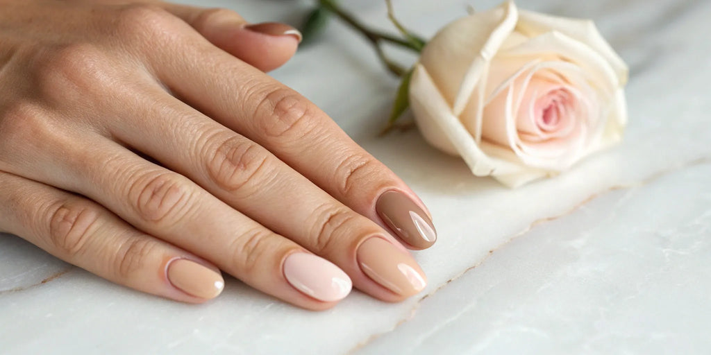 Non-toxic nail polish on nails.