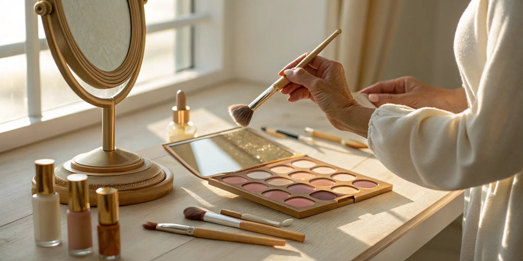 Basic makeup application for women over 50.