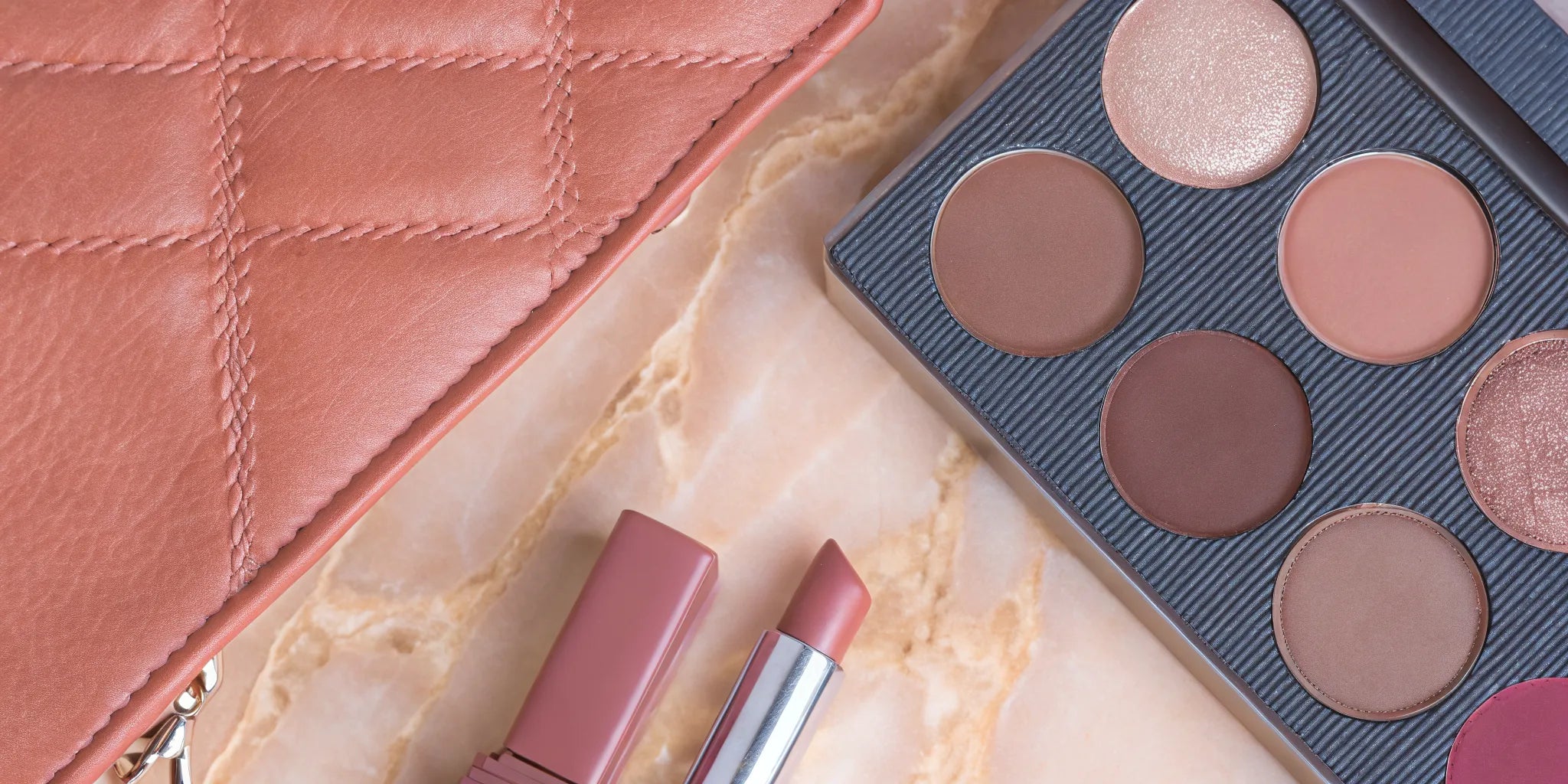Luxury cool undertone makeup in mauve, rose, taupe and silver shades