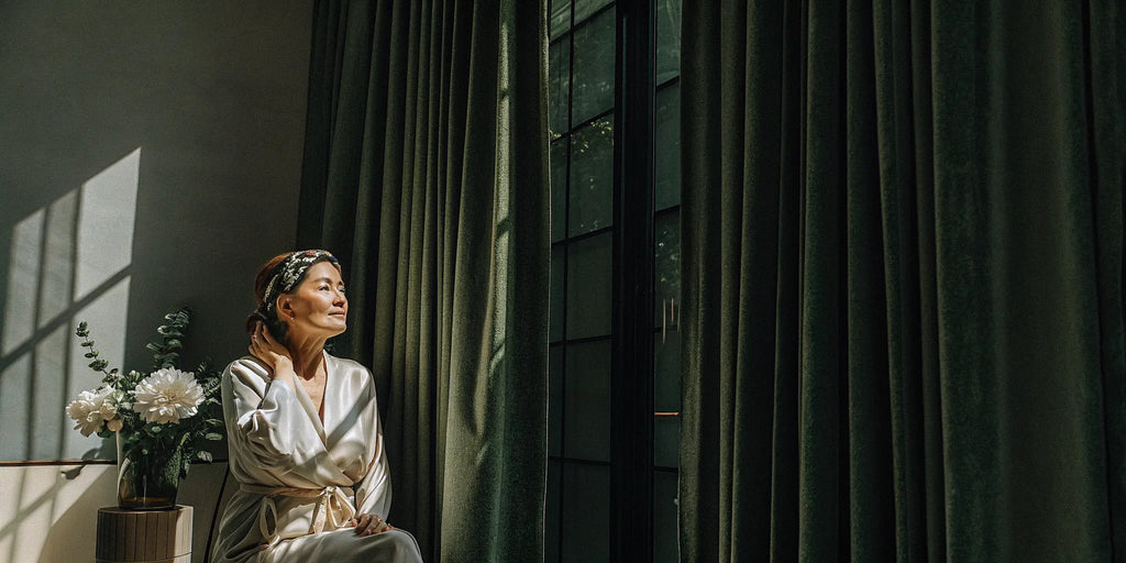 An older woman with a soft and natural makeup look for mature skin.