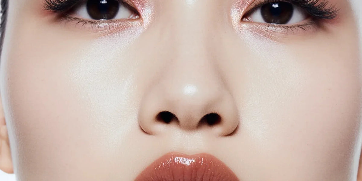 Nude Envie Desire eyeshadow and Belong lipstick arranged for a softly luminous eye look