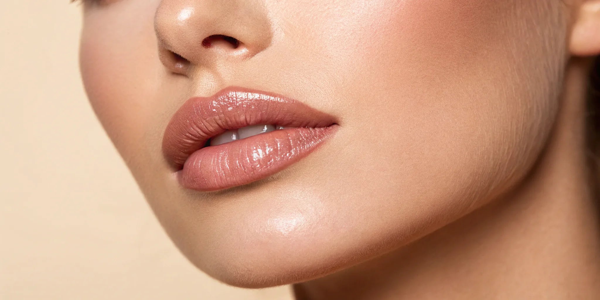 A close-up of the best nude lipstick shade for a person's skin tone.